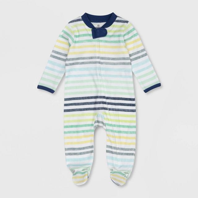 Honest Baby Boys' Organic Cotton Rainbow Striped Sleep N' Play - Blue 0-3M