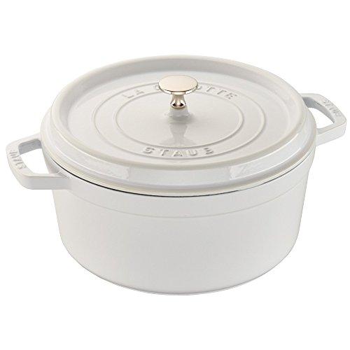 Staub 1102602 Cast Iron Round Cocotte, 5.5-quart, White
