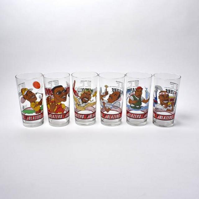 Complete Set 1992-93 Portland Trail Blazers Drinking Glasses, Excellent Vintage Condition