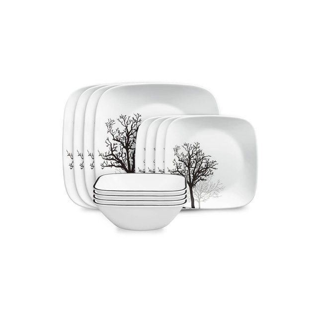 Corelle 12pc Vitrelle Timber Shadows Dinnerware Set