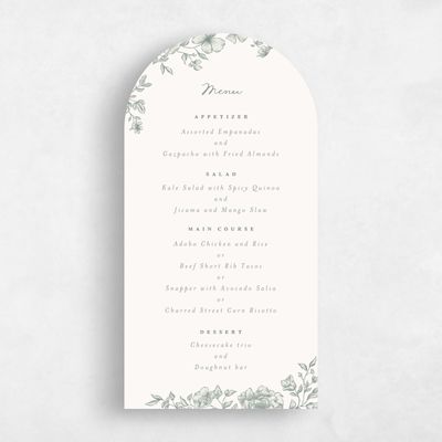 Green Arch Wedding Menu - Sogno