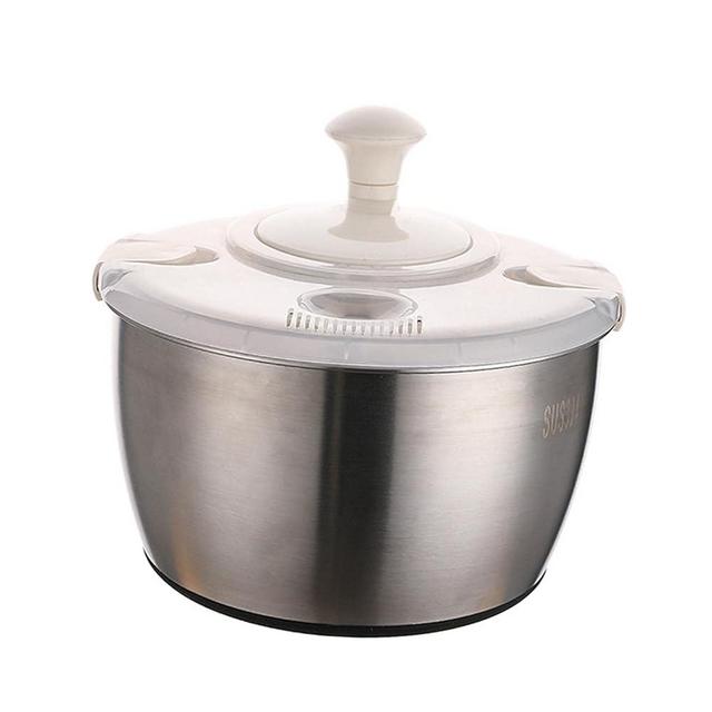 Salad Spinner Stainless Steel Large, Vegetable Washer with Bowl, Lettuce Cleaner and Dryer