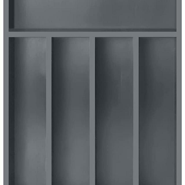 Utopia Kitchen Bamboo Silverware Organizer- 5 Compartments - Bamboo Drawer Organizer - Bamboo Hardware Organizer (Grey)