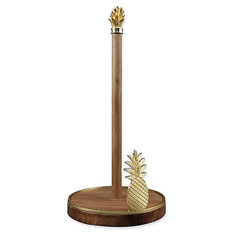 Thirstystone® Pineapple Acacia Wood Paper Towel Holder in Gold