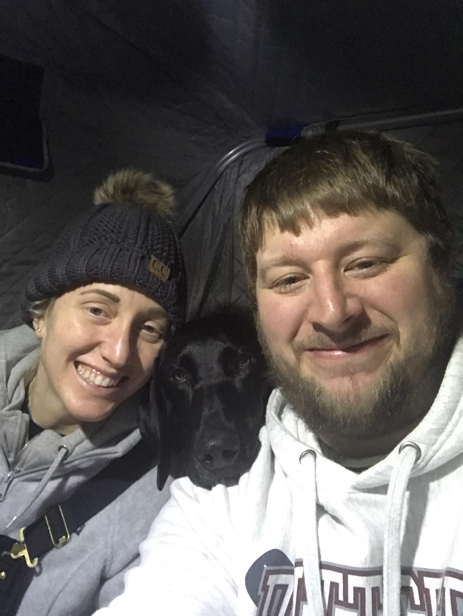Oti's first time ice fishing