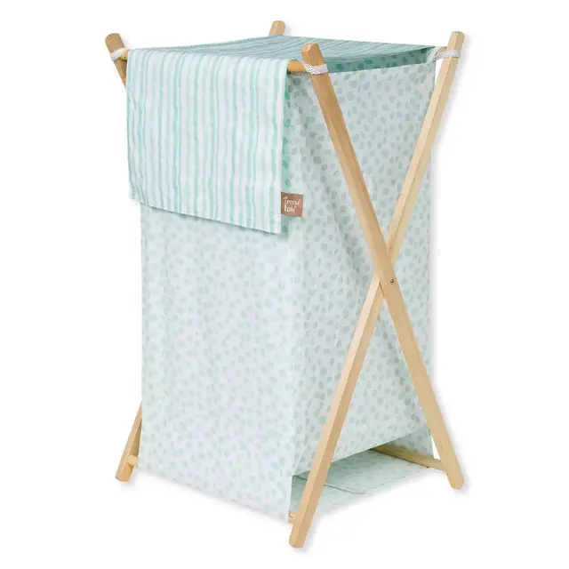 Trend Lab Taylor Laundry Hamper in Aqua/White
