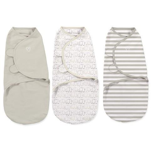SwaddleMe Original Swaddle 3pk - Elephant/Beige/Stripe (S, 0-3mo)