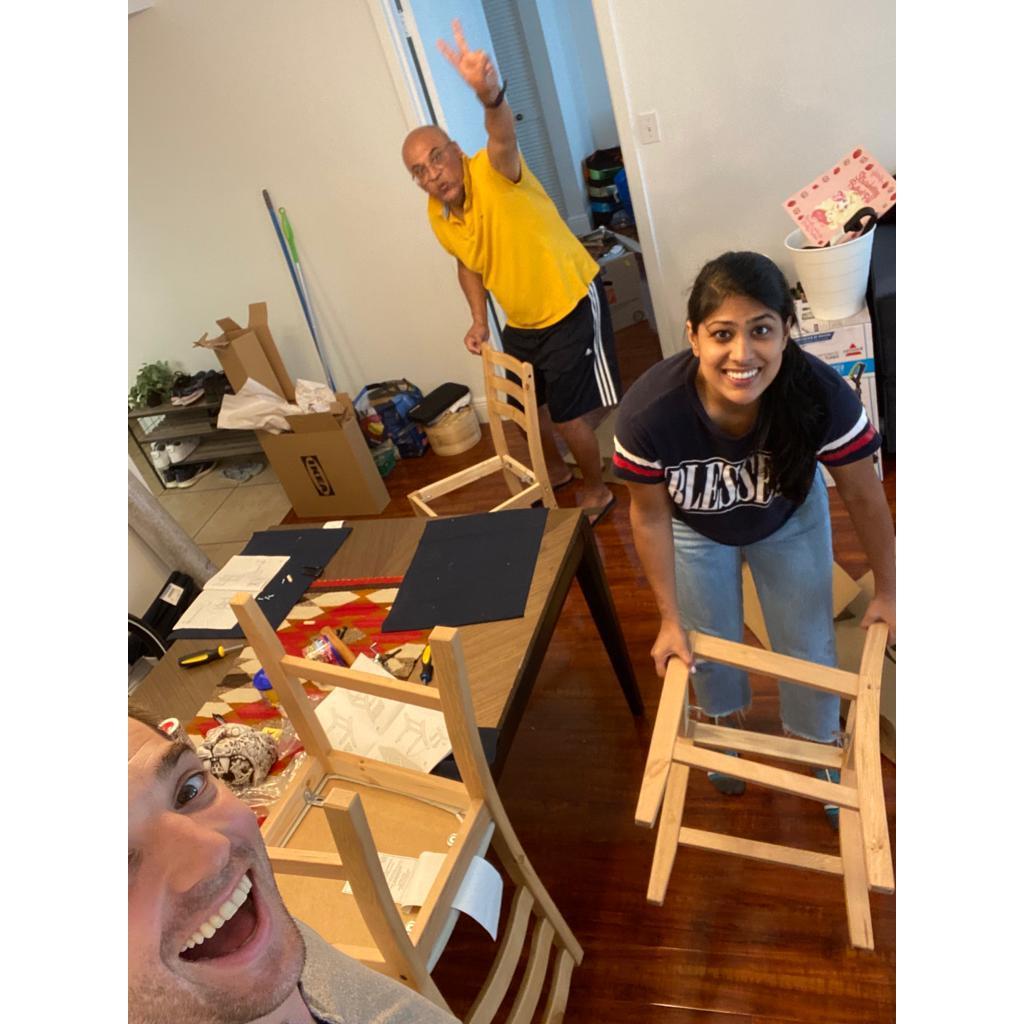 Gotta have something to sit on in Miami (Thanks for the Ikea assembly help, Dad!)