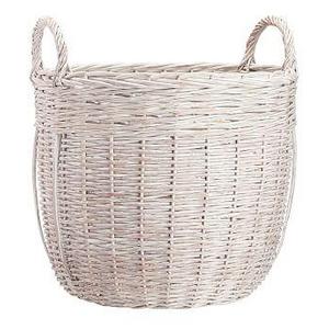 White Wash Woven Basket, Large