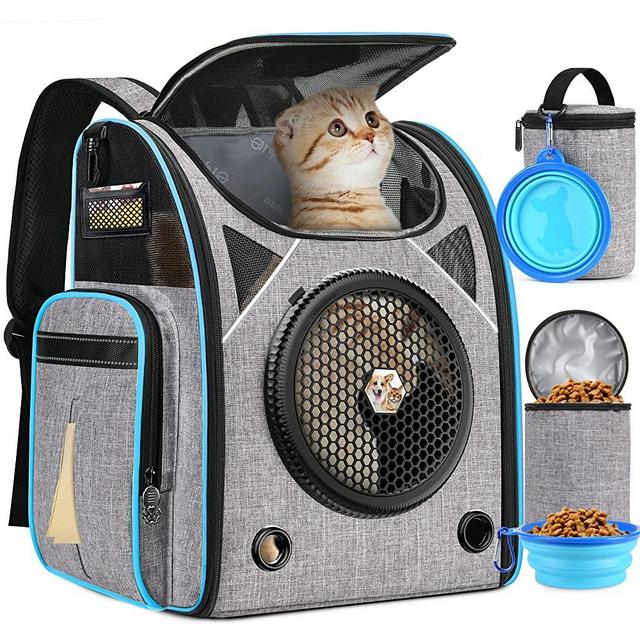 Cat Backpack Carrier Set: Pet Carrier Backpack for Small Dog Backpacks with Breathable Mesh, Ventilated Design Pet Backpack Cat carrier Bag for Hiking Camping Outdoor Use, Hold Pets Up to 18 Lbs, Grey