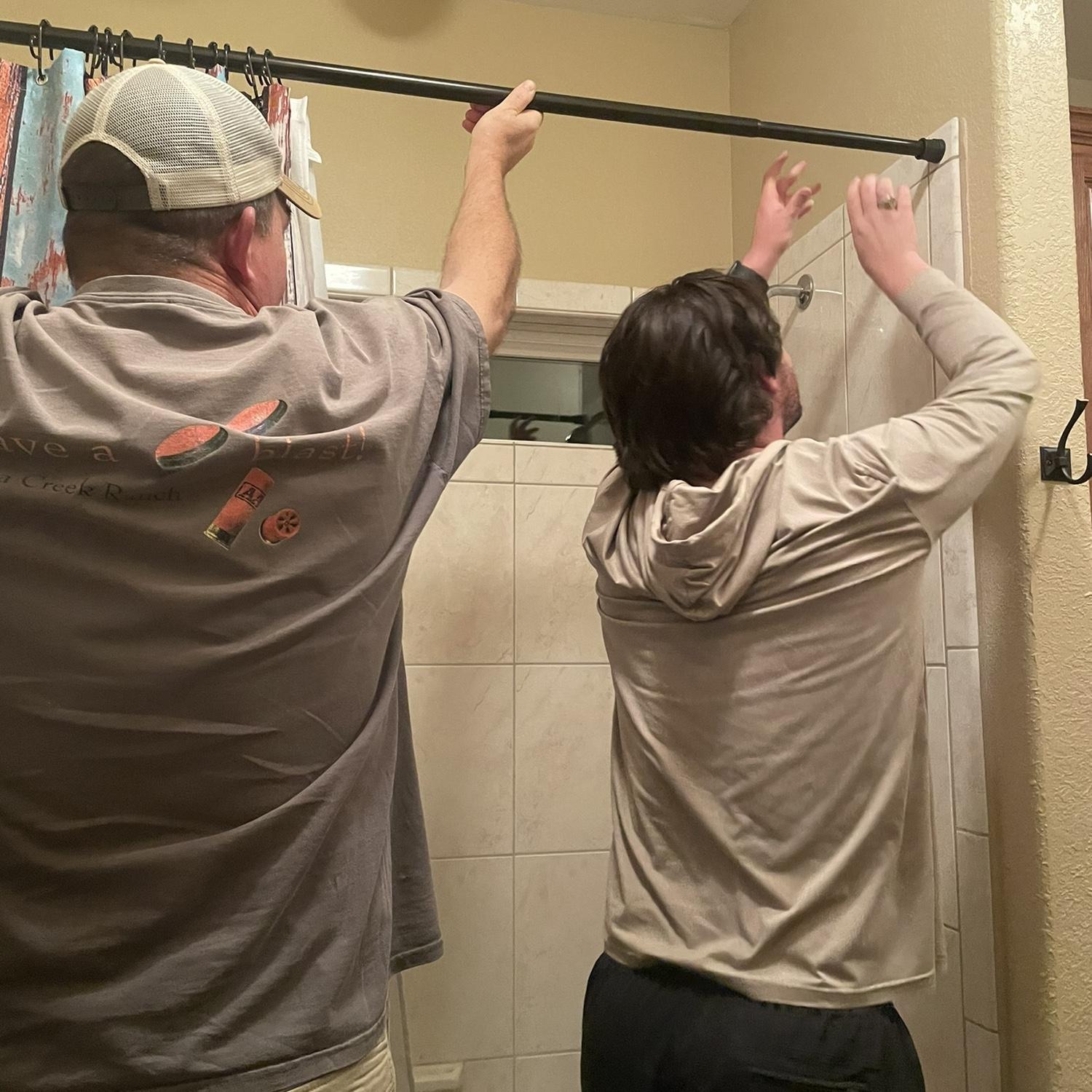 I don’t remember how the shower rod fell, but it was a funny moment