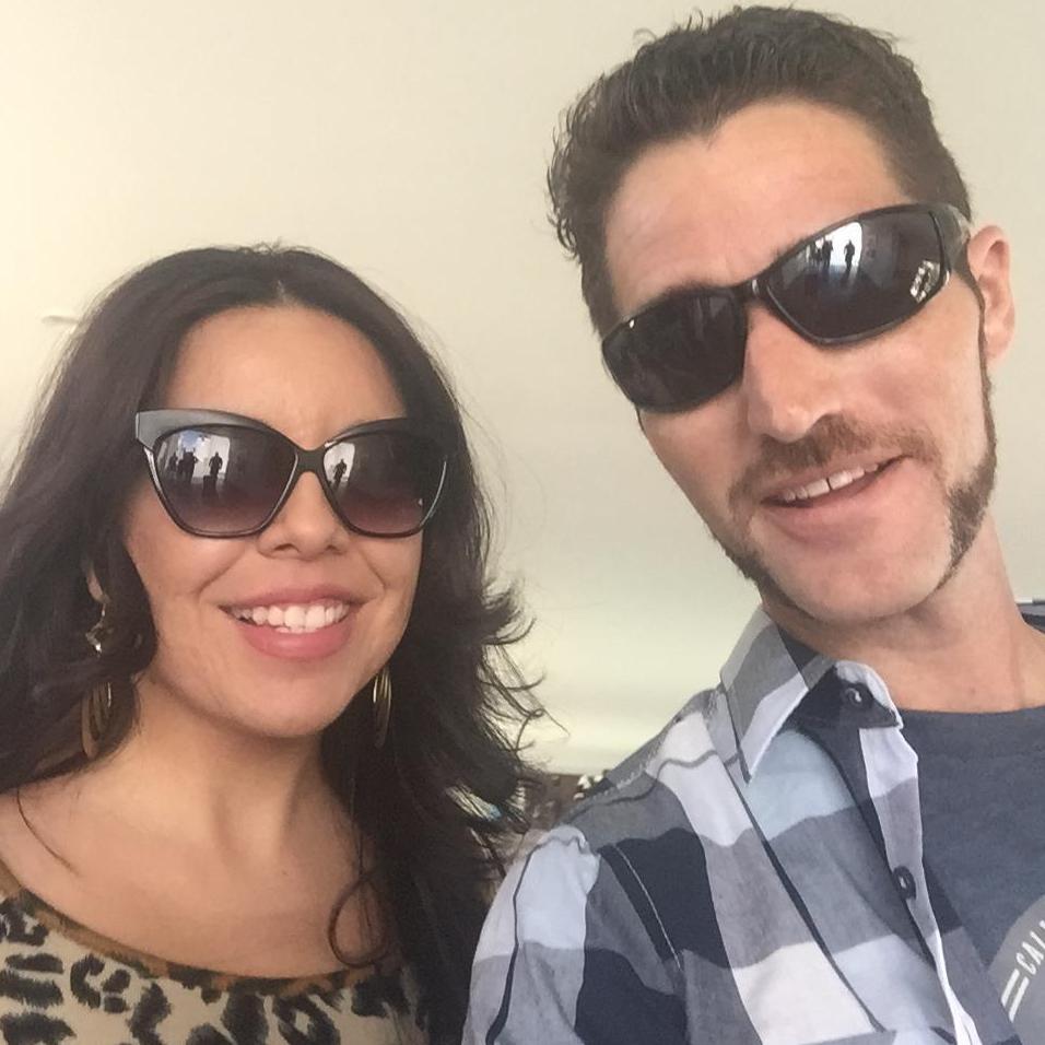 Here we are in the middle of a Summer of Love circa Aug 2015. Andrea, looking like a star. Me, perhaps both mid-joke *and* mid-laugh.