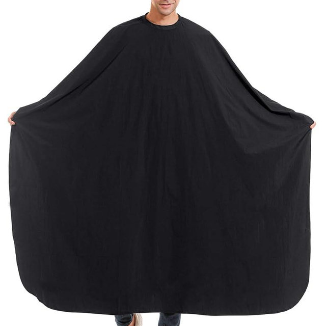 izzycka Nylon Barber Cape 64"x56" Waterproof Salon Large Hair Cutting Cape Haircut Cape for men With Adjustable Snap Closure Color Capes Professional Stylist Hairdresser apron adults Black