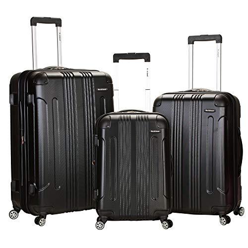 Rockland Luggage 3 Piece Abs Upright Luggage Set, Black, Medium