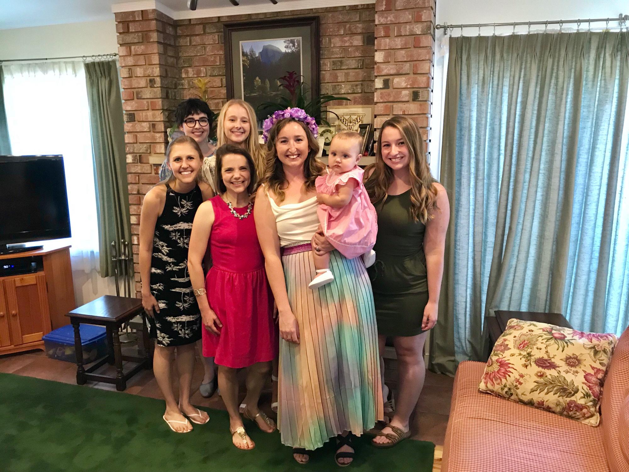 Bridesladies Laura, Bridget, Courtney, Olivia, Maddie, Julie and Flower Girl Sophie. 7/27/2019