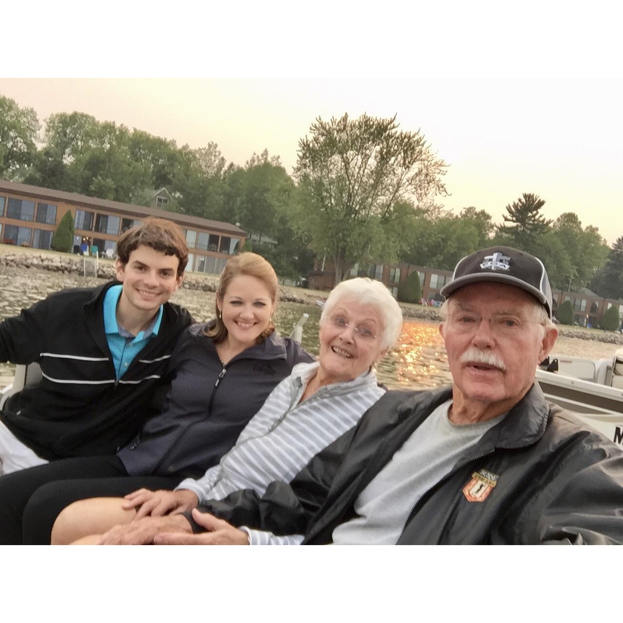 July 2015 - Breezy Point, Minnesota - Cruising the lake with Grandpa and Marge