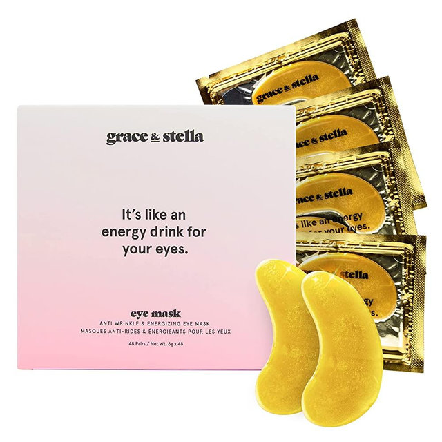 Under Eye Mask - Reduce Dark Circles, Puffy Eyes, Undereye Bags, Wrinkles - Gel Under Eye Patches, Vegan Cruelty-Free Self Care by grace and stella (48 Pairs, Gold)