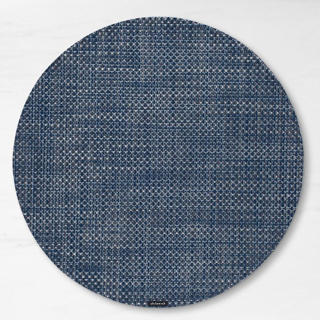 Chilewich Basketweave Round Placemats, Set of 4, Denim