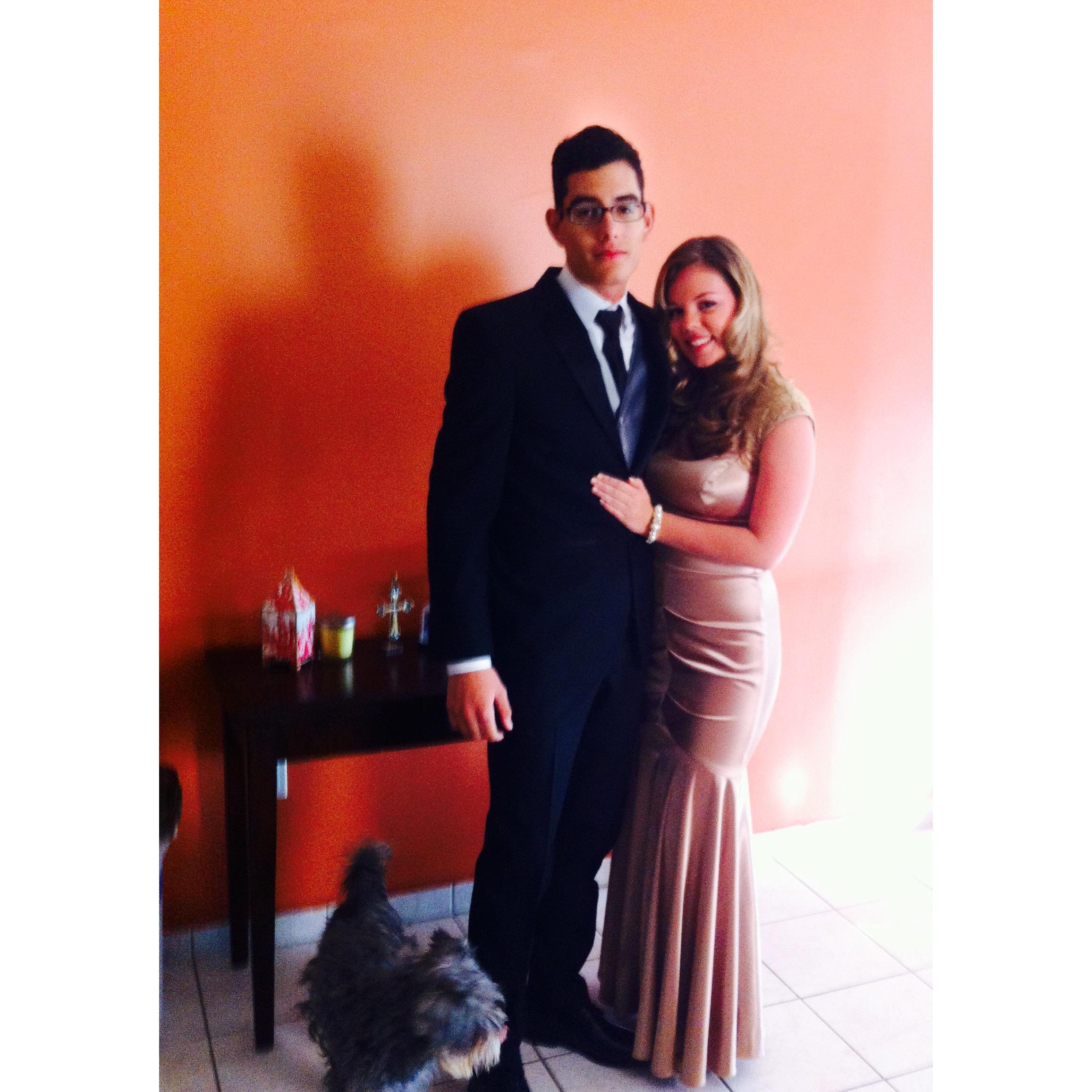 A heavily edited instagram copy of our prom picture. This was taken by Bryan's mom right before senior prom. Peep a freshly captured Banksy photobombing!
