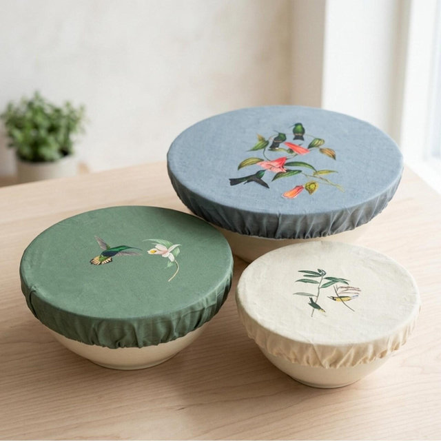 Beeswax Reusable Bowl Covers for Bread Proofing, 8/10/12 Inch, Shower Caps for Sourdough, Food Storage, Elastic Cover for Containers (3pcs)