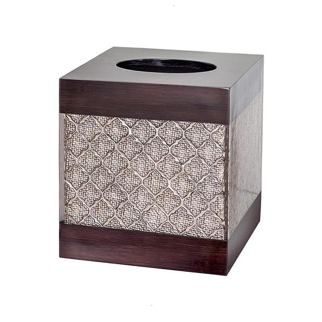Creative Scents Dahlia Square Tissue Box Cover - Decorative Bathroom Tissues Paper Holder, Modern Napkins Container, for Elegant Bathroom Decor (Brown)