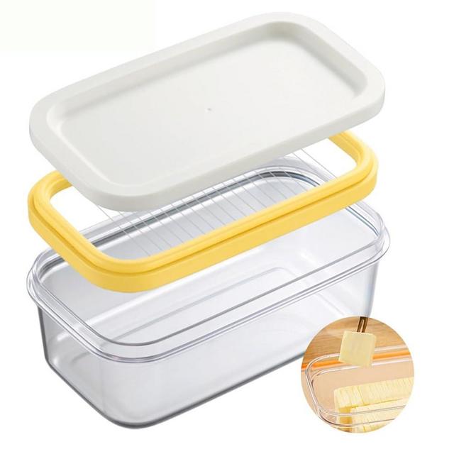 Butter Slicer Cutter Stainless Steel, Butter Cutter Slicer and Dish, Butter Slicer Container with Lid for Fridge, Butter Box Easy Storage And Cutting Two 4oz Sticks Butter (Small-200g)