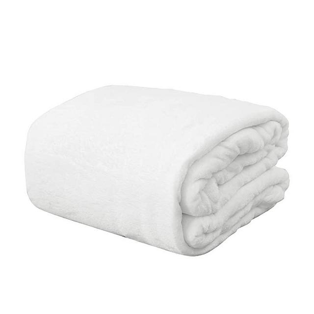 KMUSET Fleece Blanket Throw Size White Lightweight Super Soft Cozy Luxury Bed Blanket Microfiber