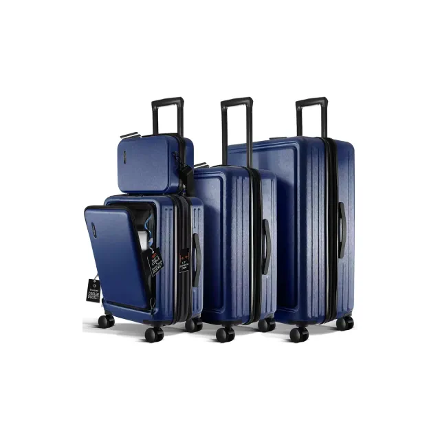 TravelArim 4 Piece Hard Shell Navy Luggage Set with Spinner Wheels, Expandable Large Suitcases with TSA Lock