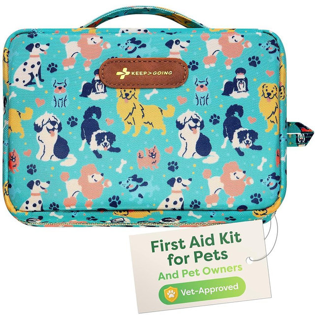 KeepGoing Dog First Aid Kit – Pet Emergency Kit for Dogs & Cats – Dog Travel Accessories for Car, Camping and Hiking