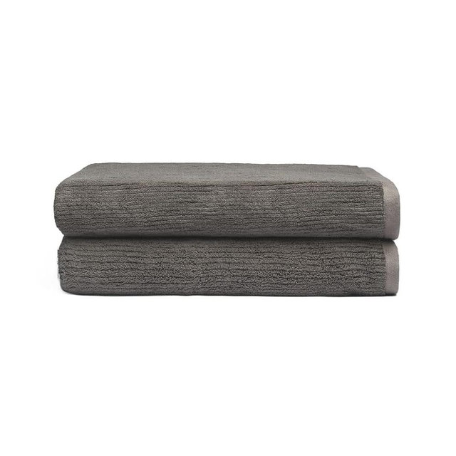 Cozy Earth Ribbed Bath Sheet Set - 60% Cotton 40% Viscose from Bamboo Bath Sheets - Soft & Absorbent Textured Ribbed Pattern - 2 Pack Charcoal