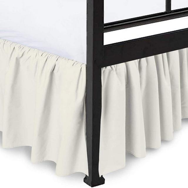Peace Sleep Bedding - Ruffled Bed Skirt with Split Corners, Ivory, Queen 12 Inch Drop Bedskirt, Hotel Quality Brushed Microfiber Wrinkle Free Dust Ruffle Bed Skirt Queen Size