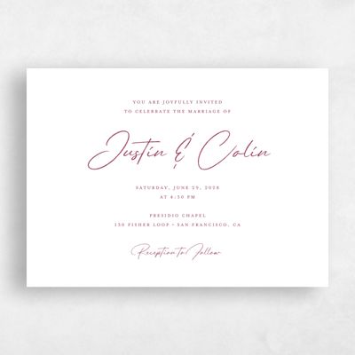 Cabernet, Purple Wedding Invitation - Burke Landscape Letterpress