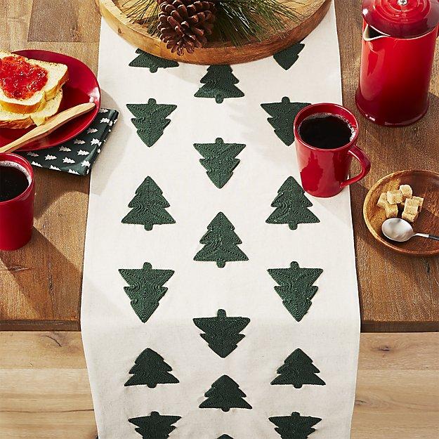 Woodland Trees 90"Embroidered Table Runner