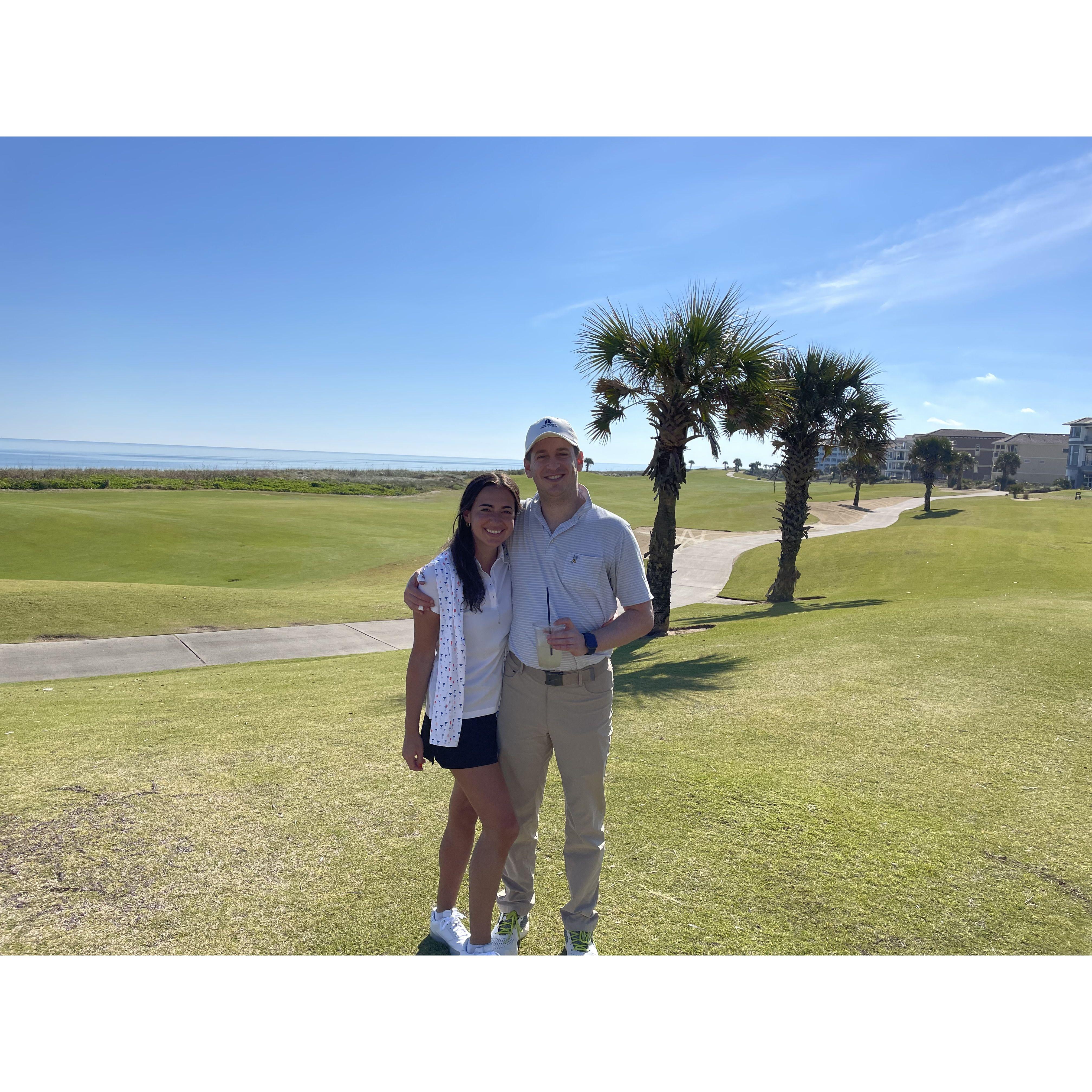 Evan turned Rebecca into a reluctant golfer!!