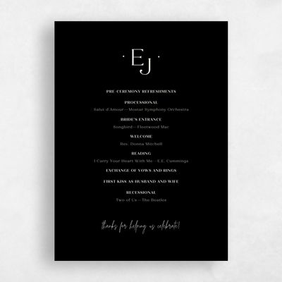 Black Wedding Program - Bayway
