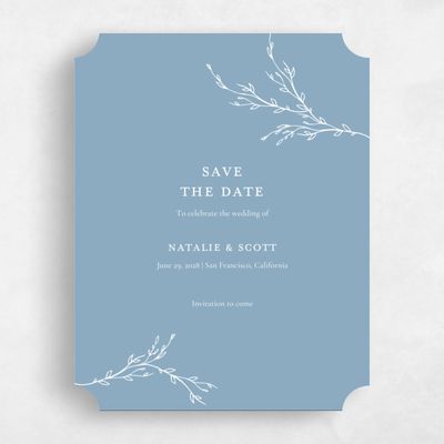 Blue Ticket Wedding Save the Date - Normandy Classic