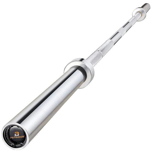 PAPABABE Olympic Barbell 7-Foot Cerakoted Barbell 1000LB/1500LB Capacity, 2 Inch Weightlifting Barbell, Weights Lifting Power Lifting (Silver/ Black)