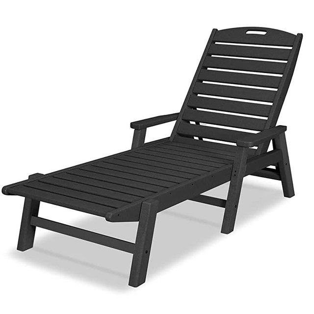 POLYWOOD NCC2280MA-P Nautical Arms Chaise, Black