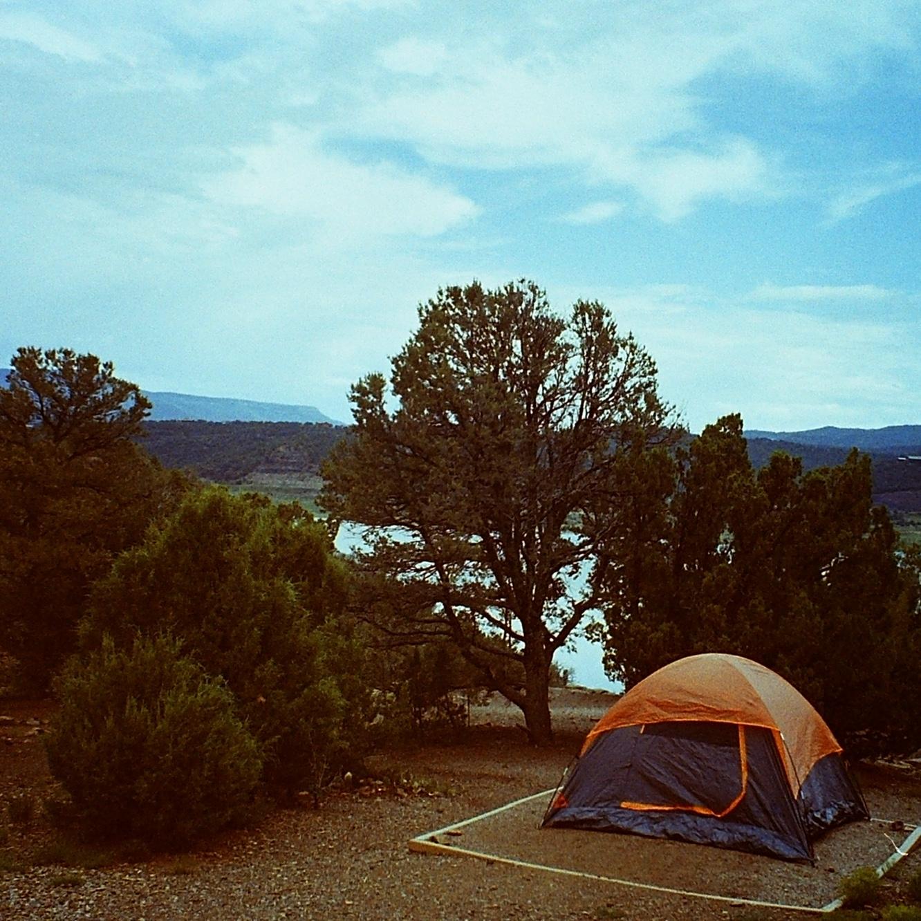 An outside view of the tent