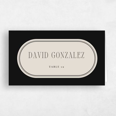 Black Wedding Place Card - Anara