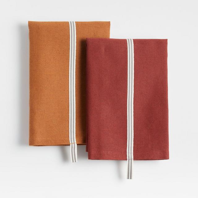 Oslo Red & Orange Cotton Dish Towels, Set of 2