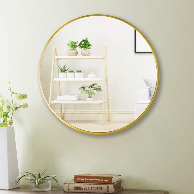 Beauty4U 28" Wall Circle Mirror Large Round Gold Farmhouse Circular Mirror for Wall Decor Big Bathroom Make Up Vanity Mirror Entryway Mirror