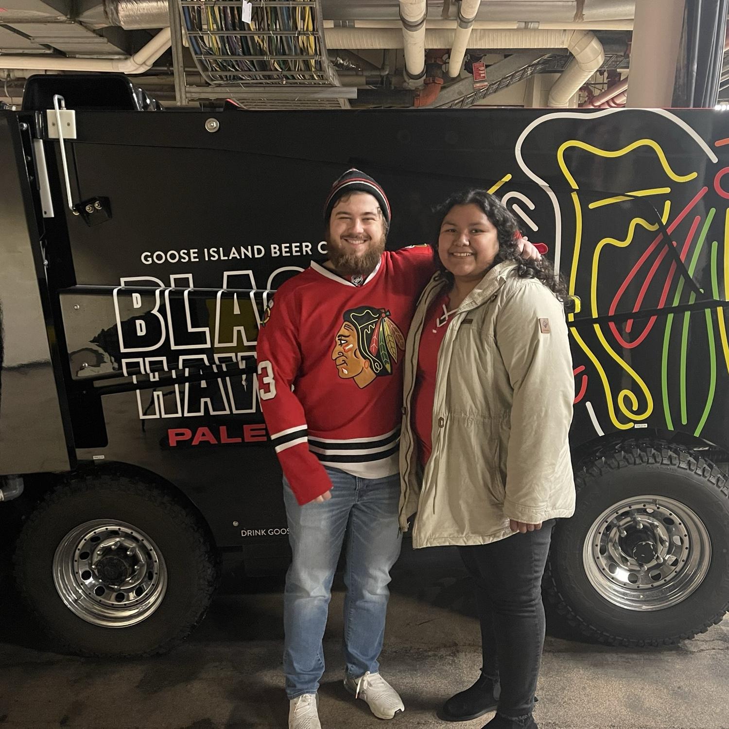 Gloria's first hockey game and Zamboni ride