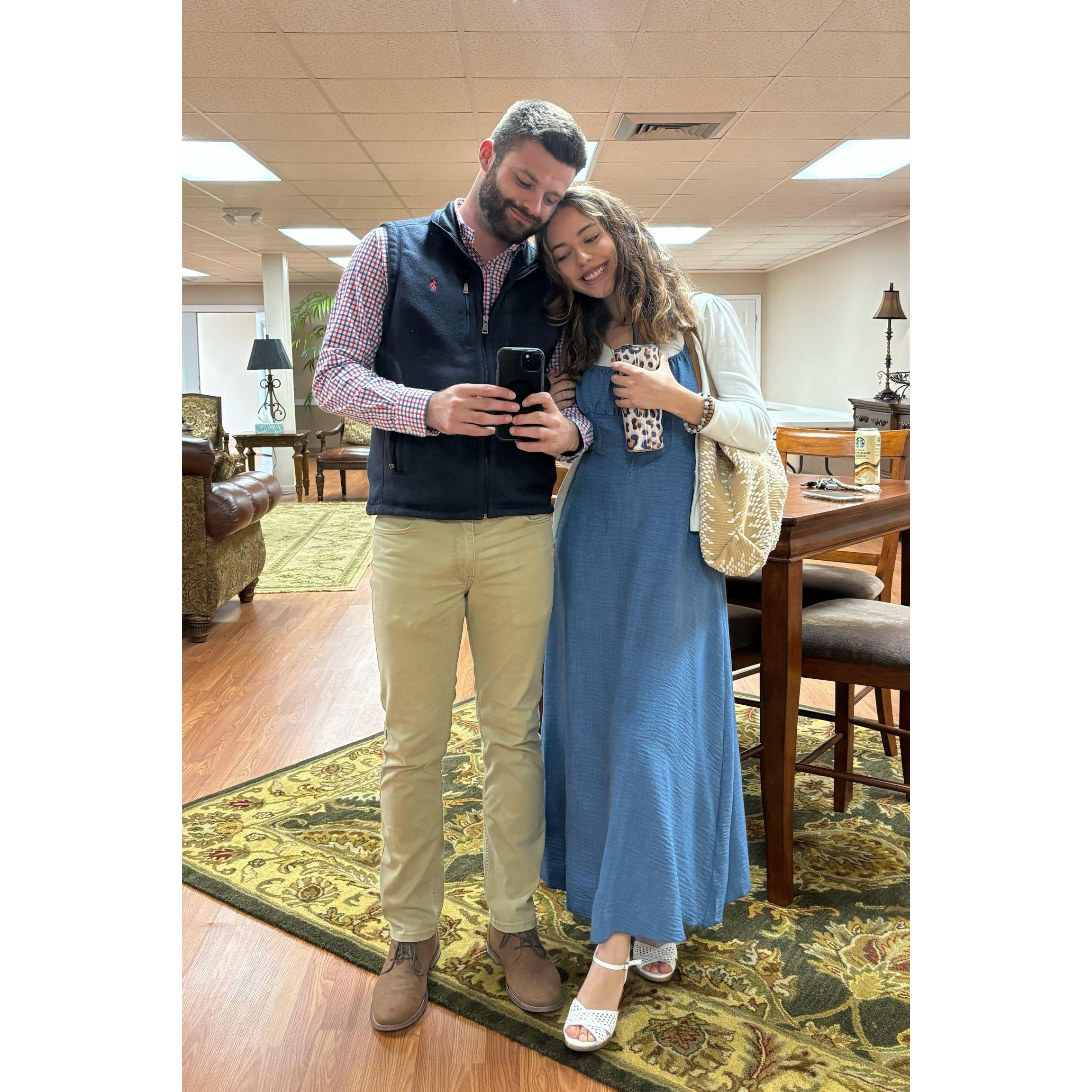 Our traditional photo in the big mirror at church!