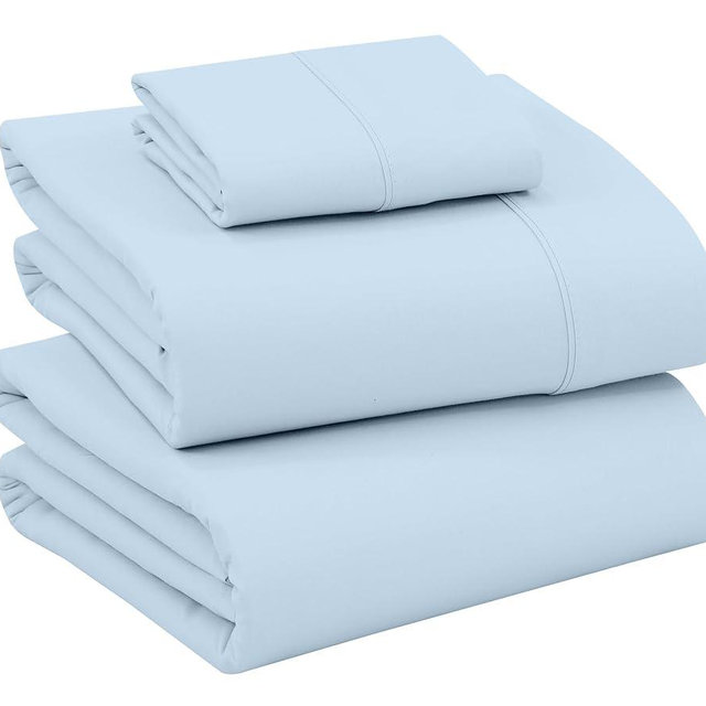 RUVANTI 100% Cotton Sheets – Twin XL Size Percale Bedding, Cooling & Breathable, Durable with a Crisp, Soft & Comfortable Feel, 16" Deep Pocket, 3-Piece Set, Baby Blue