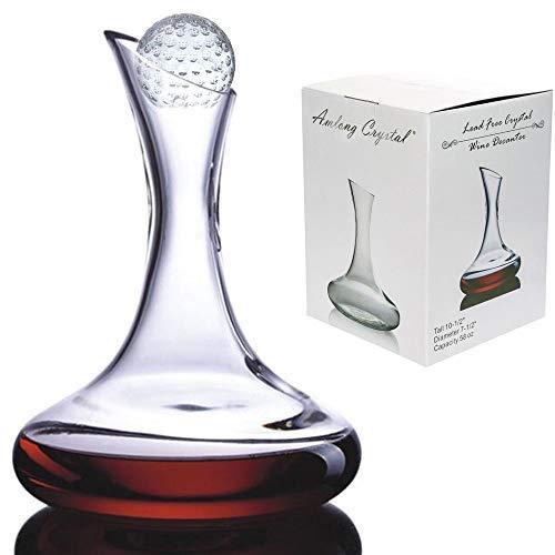 Amlong Crystal Lead-Free Crystal Wine Decanter, Red Wine Carafe, Wine Gift, Wine Accessories (58 oz), with Golf Ball Stopper