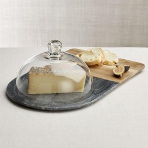 Hayes Marble and Wood Serving Board with Glass Dome