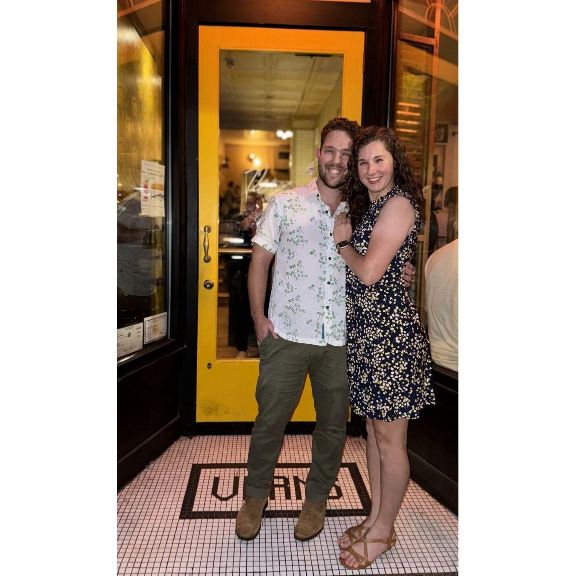 Our first picture together! We celebrated Patrick's birthday at his favorite Rochester restaurant, Vern's