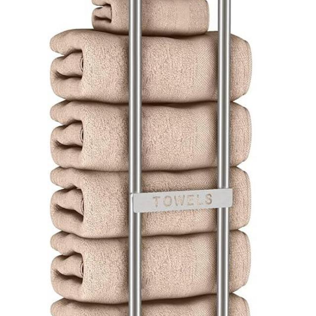STWWO Bathroom Towel Storage for Bathroom, Wall Towel Rack for Rolled Towels, 30 inch Towel Holder Wall Mounted with Metal Shelf Can Holds 6 Large Towels, Brushed Nickel