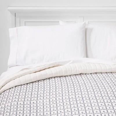 King Embroidered Grid Quilt Blue - Threshold™
